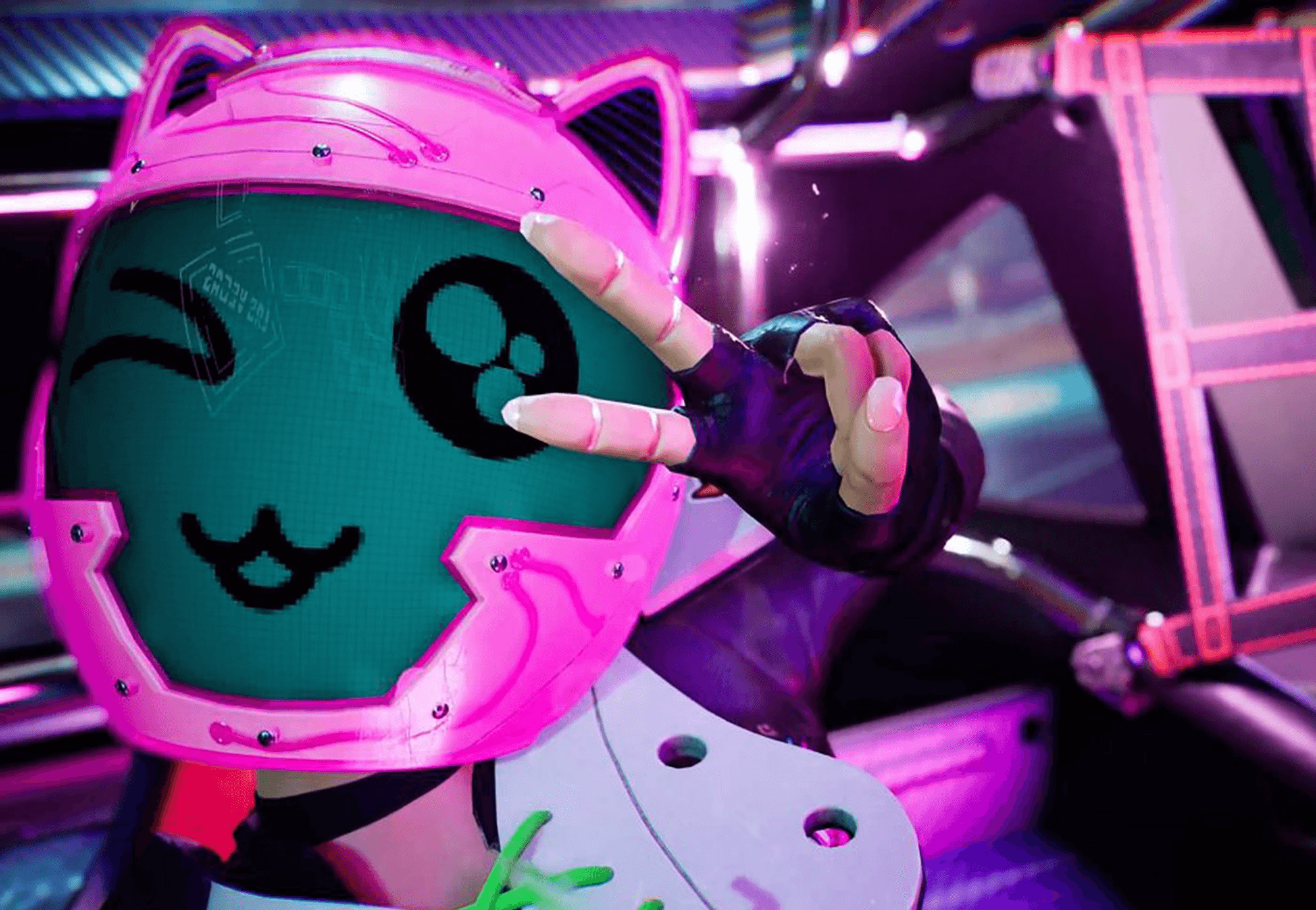 Image of video game character demonstrating peace sign